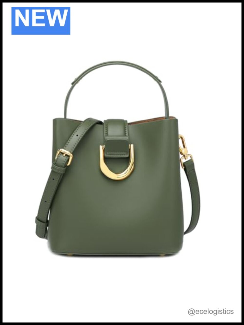 Genuine Leather Bucket Shoulder Handbag Crossbody Purse for Women